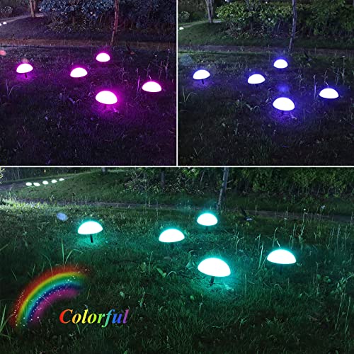 Multicolor Modern Pathway Lights Solar Powered Waterproof, 5 Pack 5.7 Inch High Lumen LED RGB16 Color Changing Ground Semi Dome Light for Outdoor Lawn Garden Backyard Landscape Holiday Decoration