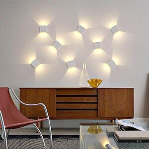 CHIKKOK Cube LED Wall Lamp,Aluminum Square Wall Sconces,Angle Adjustable,Waterproof for Outdoors,Outside,Garden,Gallery Exterior Lighting Fixtures,for Inside,Balcony,Stairs,Corridor Decoration(White)