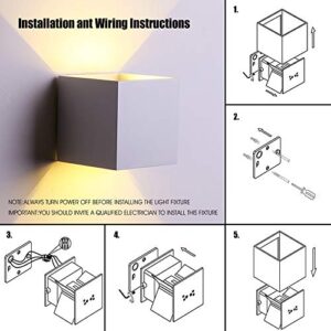 CHIKKOK Cube LED Wall Lamp,Aluminum Square Wall Sconces,Angle Adjustable,Waterproof for Outdoors,Outside,Garden,Gallery Exterior Lighting Fixtures,for Inside,Balcony,Stairs,Corridor Decoration(White)