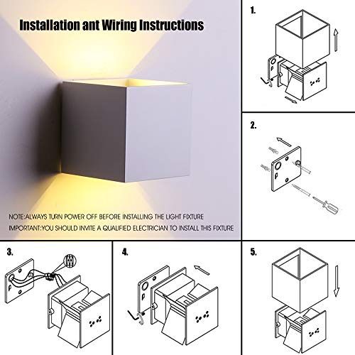 CHIKKOK Cube LED Wall Lamp,Aluminum Square Wall Sconces,Angle Adjustable,Waterproof for Outdoors,Outside,Garden,Gallery Exterior Lighting Fixtures,for Inside,Balcony,Stairs,Corridor Decoration(White)