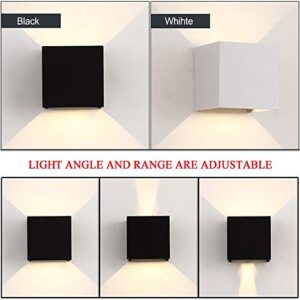 CHIKKOK Cube LED Wall Lamp,Aluminum Square Wall Sconces,Angle Adjustable,Waterproof for Outdoors,Outside,Garden,Gallery Exterior Lighting Fixtures,for Inside,Balcony,Stairs,Corridor Decoration(White)