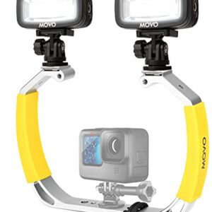 Movo DiveRig1 XL Diving Rig Bundle with Waterproof LED Lights - Compatible with GoPro Hero, HERO5, HERO6, HERO7, HERO8, HERO9, HERO10 and DJI Osmo Action Cam - Scuba Accessories for Underwater Camera