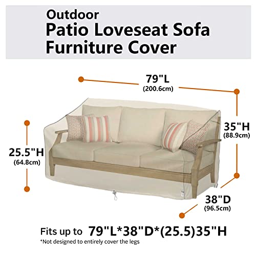 Flexiyard Outdoor Sofa Cover, Patio Loveseat Sofa Cover Waterproof 3-Seater Patio Bench Cover, Durable All Weather Patio Furniture Covers for Small Garden Lounge Chair with Air Vents and Handles