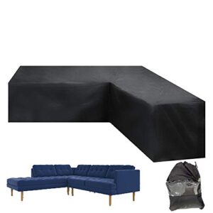 coosoo patio sofa cover sectional waterproof v shape corner sofa cover outdoor dust-proof anti-uv furniture couch cover for lawn garden yard indoor with windproof buckle extra large black