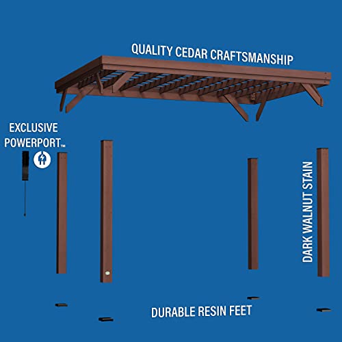 Backyard Discovery 14x10 Brockton All Cedar Pergola, Durable, Quality Supported Structure, Wind Resistant up to 100MPH, Rot Resistant, Electrical Outlet with USB, Deck, Garden, Patio