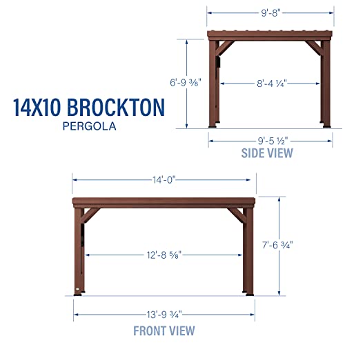 Backyard Discovery 14x10 Brockton All Cedar Pergola, Durable, Quality Supported Structure, Wind Resistant up to 100MPH, Rot Resistant, Electrical Outlet with USB, Deck, Garden, Patio