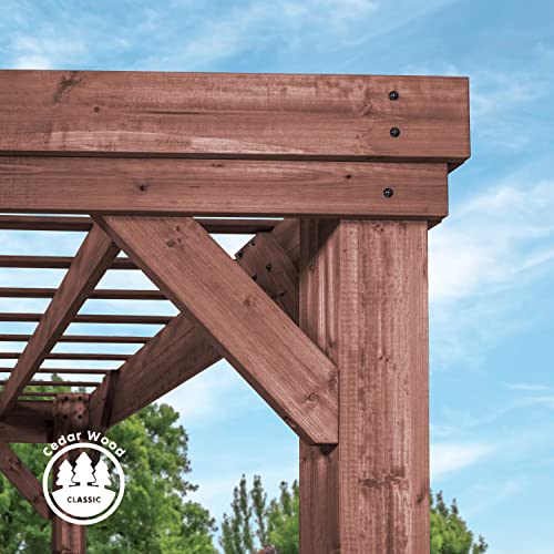 Backyard Discovery 14x10 Brockton All Cedar Pergola, Durable, Quality Supported Structure, Wind Resistant up to 100MPH, Rot Resistant, Electrical Outlet with USB, Deck, Garden, Patio