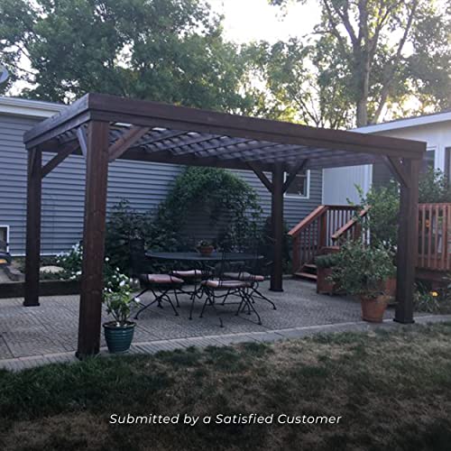 Backyard Discovery 14x10 Brockton All Cedar Pergola, Durable, Quality Supported Structure, Wind Resistant up to 100MPH, Rot Resistant, Electrical Outlet with USB, Deck, Garden, Patio