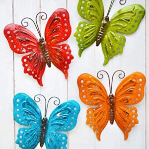 ShabbyDecor Butterfly Wall Decor for Yard Art Garden Decoration Set of 4