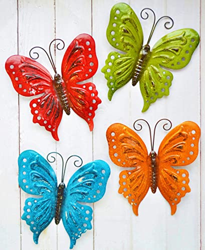 ShabbyDecor Butterfly Wall Decor for Yard Art Garden Decoration Set of 4