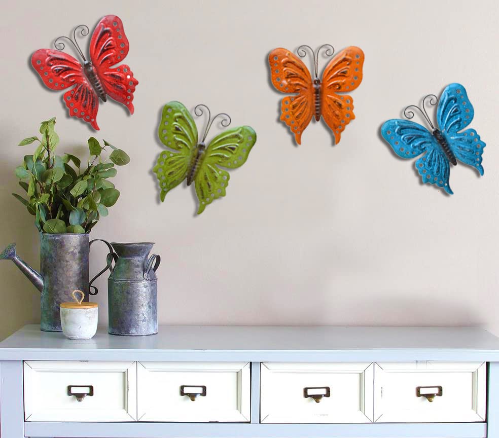 ShabbyDecor Butterfly Wall Decor for Yard Art Garden Decoration Set of 4