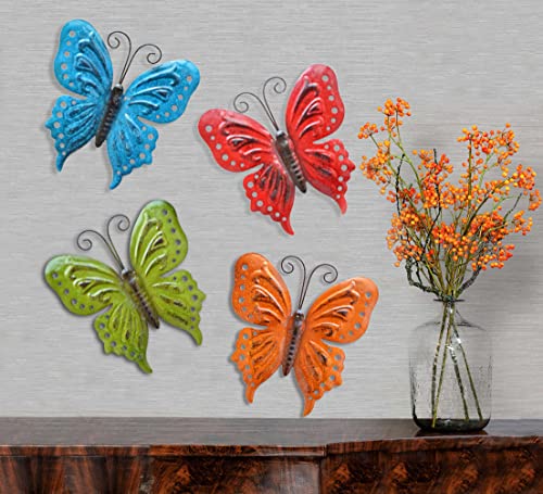 ShabbyDecor Butterfly Wall Decor for Yard Art Garden Decoration Set of 4