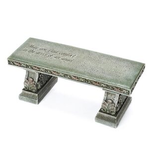 roman memorial bench with verse inscribed on top, 15.25-inch, resin, small
