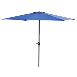 lokatse home table outdoor market patio umbrella, 9 feet garden umbrella with crank, 6ribs (blue)