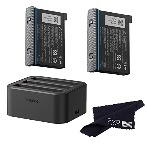 insta360 X3 Battery & Fast Charge Hub Bundle - Includes + 2 Batteries (1800mAh) for insta360 360 Camera (3 Items)