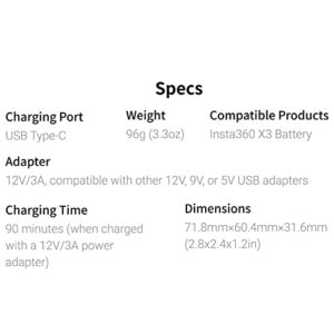 insta360 X3 Battery & Fast Charge Hub Bundle - Includes + 2 Batteries (1800mAh) for insta360 360 Camera (3 Items)