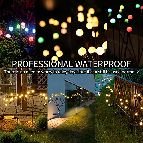 MULTIONS 2 Pack 10 LED Solar Powered Swaying Light Outdoor,  Waterproof Decorative Solar Garden Lights, Starburst Swaying Solar Garden Lights for Garden, Patio, Yard, Flowerbed, Parties(Colorful)