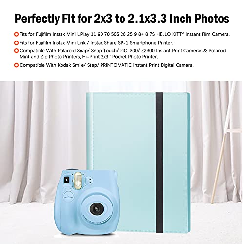 432 Pockets Photo Album for Fujifilm Instax Mini Camera, Polaroid Camera, for Fujifilm Instax Mini 11 12 9 40 Evo Liplay 8 7+ Instant Camera, Photo Album for Polaroid Kodak HP Zink 2x3" Photo (Blue)