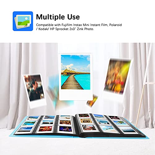 432 Pockets Photo Album for Fujifilm Instax Mini Camera, Polaroid Camera, for Fujifilm Instax Mini 11 12 9 40 Evo Liplay 8 7+ Instant Camera, Photo Album for Polaroid Kodak HP Zink 2x3" Photo (Blue)