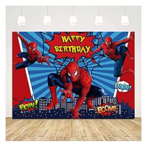 chaungda spider man happy birthday banner backdrops boys photography backdrops party decoration party sign dessert table yard signs photo backgrounds party supplies 5x3ft zf-2019418-5x3ft-fba