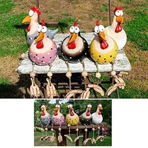 POKSAUAE 5PCS Resin Rooster Outdoor Statues Funny, Waterproof and Does not Fade Suitable Courtyard, Garden, Balcony Decoration