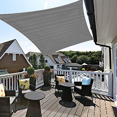 Fuairmee 10' x 13' Grey Sun Shade Sails, 185GSM Rectangle Shade Sail Square UV Block Canopy Cover for Patio Backyard Garden Outdoor Activities and Facility