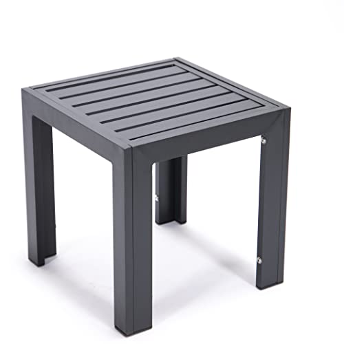LeisureMod Chelsea Modern Weather Resistant Aluminum Side Square End Table for Patio Lawn Garden Balcony Yard & Porch, Black