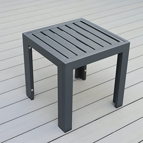 LeisureMod Chelsea Modern Weather Resistant Aluminum Side Square End Table for Patio Lawn Garden Balcony Yard & Porch, Black