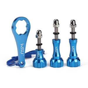 hsu aluminum thumbscrew set + wrench for gopro hero 11, 10, 9, 8, 7, 6, 5, 4, 3, gopro session, akaso campark and other action cameras (blue)