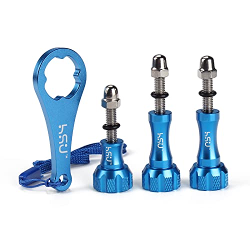 HSU Aluminum Thumbscrew Set + Wrench for Gopro Hero 11, 10, 9, 8, 7, 6, 5, 4, 3, Gopro Session, AKASO Campark and Other Action Cameras (Blue)