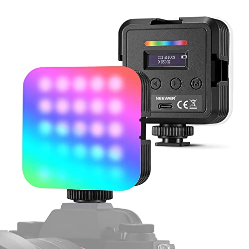 Neewer Magnetic RGB Video Light, 360° Full Color RGB61 LED Camera Light with 3 Cold Shoe Mounts/CRI 97+/20 Scene Modes/2500K-8500K/2000mAh Rechargeable Portable Photography Lighting