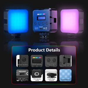 Neewer Magnetic RGB Video Light, 360° Full Color RGB61 LED Camera Light with 3 Cold Shoe Mounts/CRI 97+/20 Scene Modes/2500K-8500K/2000mAh Rechargeable Portable Photography Lighting