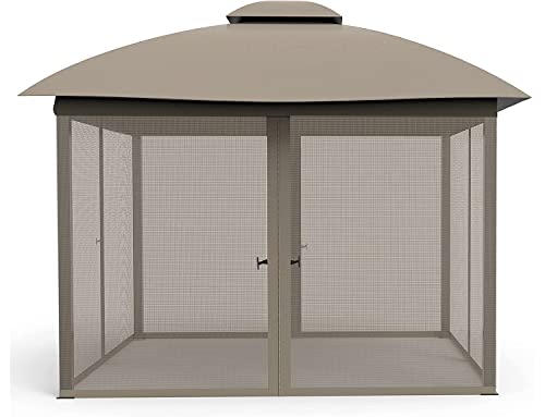 Gazebo Mosquito Netting Screen 4-Panels Universal Replacement for Patio, Outdoor Canopy, Garden and Backyard (10'x12', Beige)