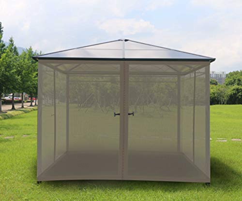 Gazebo Mosquito Netting Screen 4-Panels Universal Replacement for Patio, Outdoor Canopy, Garden and Backyard (10'x12', Beige)