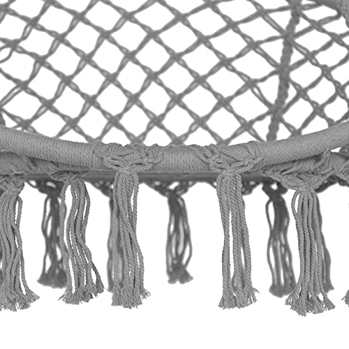 Lazy Daze Hammocks Hanging Chair Macrame Chair with Hardware Kits, Handwoven Cotton Rope Hammock Chair for Bedroom Indoor Outdoor Patio Yard Deck Garden, 300 Pounds Capacity, Gray