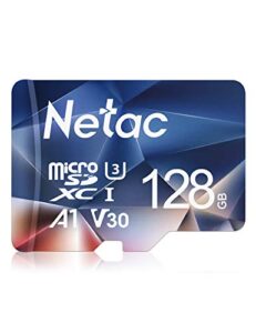 netac 128gb micro sd card micro mini sd card sdxc uhs-i flash memory card, high speed tf card up to 100mb/s – full hd video recording u3, class10, v30, a1, 667x, fat32