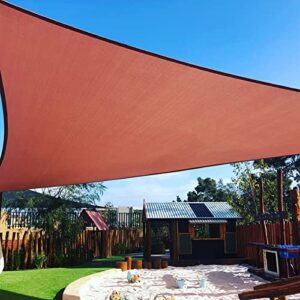 BELLE DURA 16'X16'X16' Triangle Rust Red Sun Patio Shade Sail Canopy Use for Patio Backyard Lawn Garden Outdoor Awning Shade Cover-185 GSM-Block 98% of UV Radiation-5Years Warranty