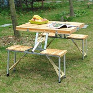 Outdoor Garden Wooden Portable Folding Camping Picnic Table with 4 Seats