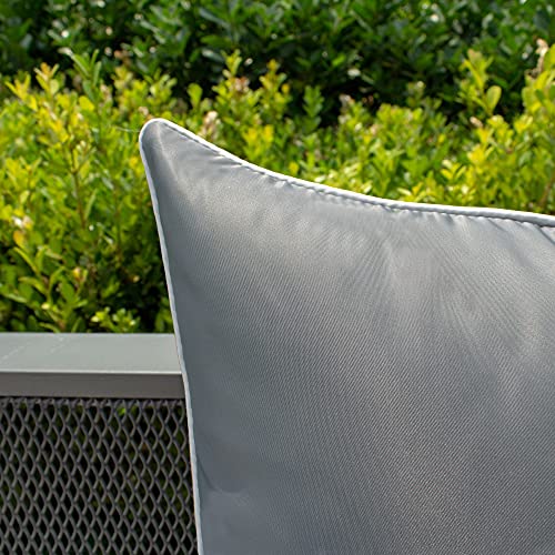 Kevin Textile Outdoor Waterproof Pillow Covers with White Piping Patio Furniture Pillow Cases, 2 Pcs, 18"x18", Grey