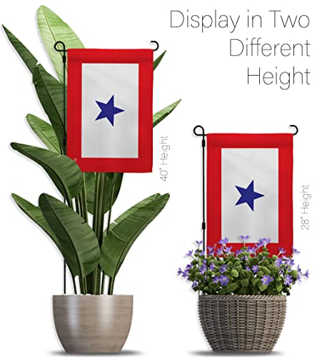 Blue Star Service Garden Flag - Set with Stand Armed Forces Military All Branches Support Honor United State American Veteran Official - House Banner Small Yard Gift Double-Sided 13 X 18.5