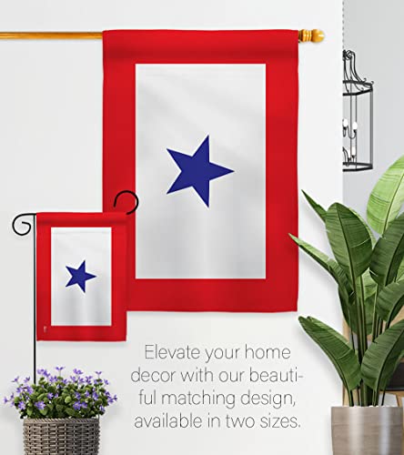 Blue Star Service Garden Flag - Set with Stand Armed Forces Military All Branches Support Honor United State American Veteran Official - House Banner Small Yard Gift Double-Sided 13 X 18.5