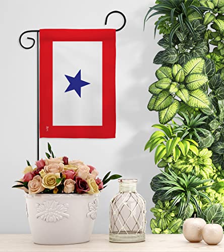 Blue Star Service Garden Flag - Set with Stand Armed Forces Military All Branches Support Honor United State American Veteran Official - House Banner Small Yard Gift Double-Sided 13 X 18.5