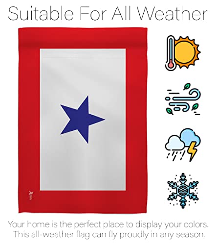 Blue Star Service Garden Flag - Set with Stand Armed Forces Military All Branches Support Honor United State American Veteran Official - House Banner Small Yard Gift Double-Sided 13 X 18.5