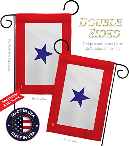 Blue Star Service Garden Flag - Set with Stand Armed Forces Military All Branches Support Honor United State American Veteran Official - House Banner Small Yard Gift Double-Sided 13 X 18.5