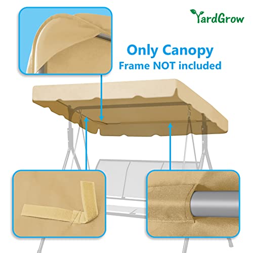 YardGrow 65''x45'' Patio Swing Canopy Replacement Cover Swing Replacement Canopy Top Cover Garden Outdoor Patio, Canopy ONLY (Beige)