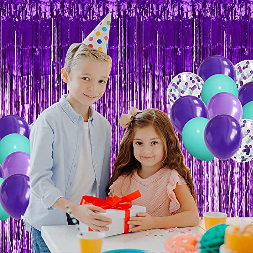 3Pcs Purple Metallic Tinsel Foil Fringe Curtains,3.28 x 6.56ft Purple Photo Booth Backdrop Streamer Curtain,Photo Booth Props,Ideal Bachelorette Party Supplies,Birthday,Christmas, New Year Decor