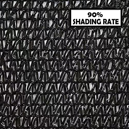 Vocray 90% 6.5ftx6.5ft Black Sunblock Shade Cloth Taped Edge with Grommets UV Resistant Net, Garden Sun Shade Mesh Trap for Plant Cover, Greenhouse, Patio Lawn