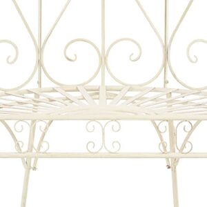 (Fast Delivery) Garden Bench Metal Frame Outdoor Seating Furniture,Patio Wicker Bench Double Seats Chair and for Porch Park Balcony Yard,All Weather Garden Bench 37.4" Iron Antique White