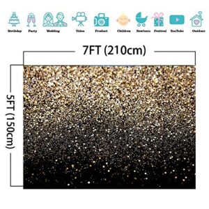 SJOLOON Black and Gold Backdrop Golden Spots Backdrop Vinyl Photography Backdrop Vintage Astract Background for Family Birthday Party Newborn Studio Props 11547(7x5FT)