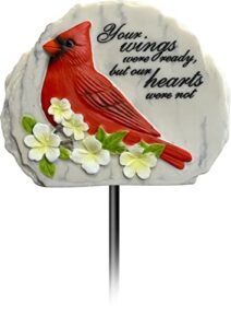 spoontiques – garden décor – garden stake – decorative stake for lawn and yard - 28” high – durable weather resistant resin sign for home décor – cardinal memorial garden stake,21262